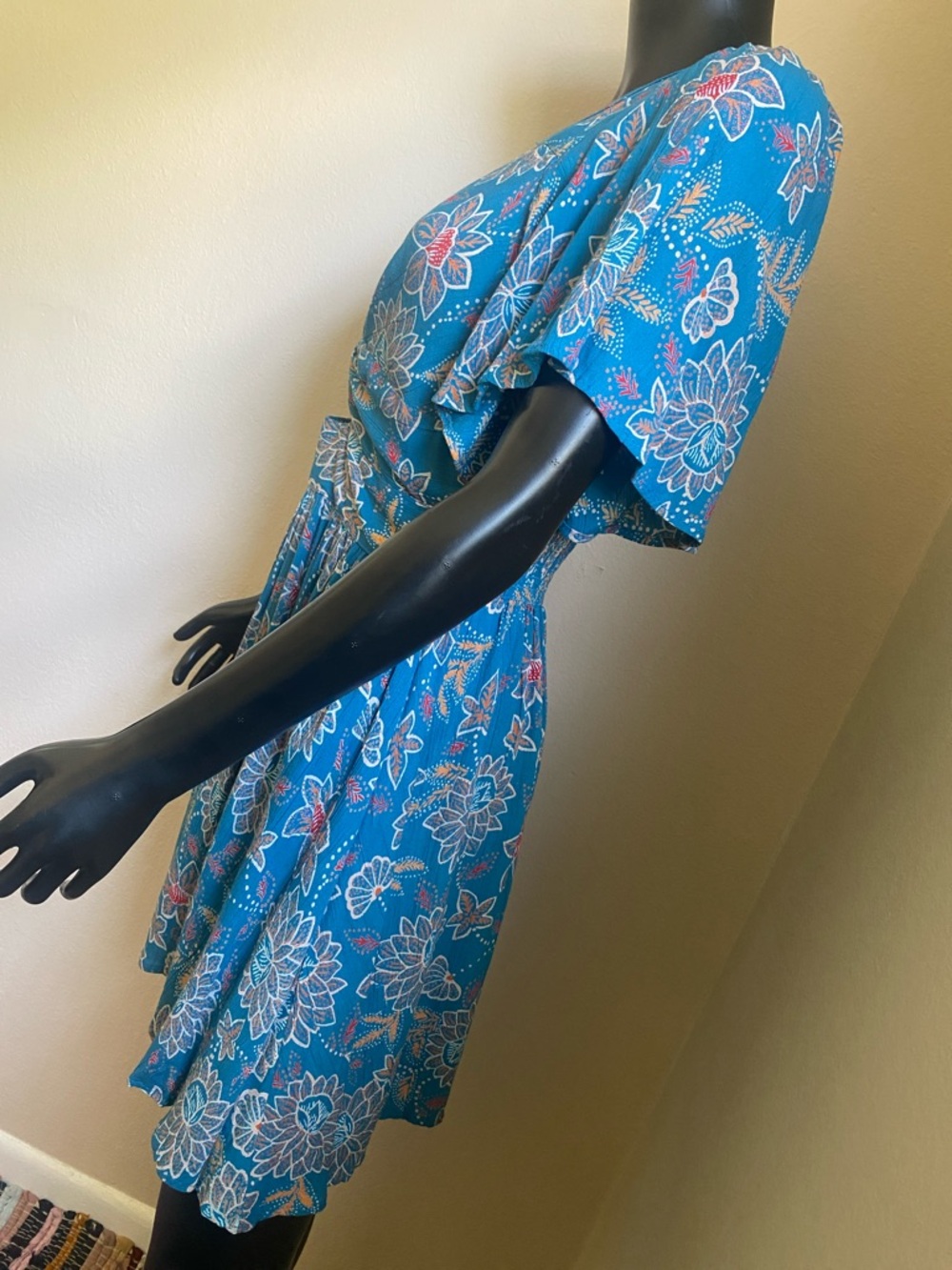 Angie Teal Floral V-Neck Mini Dress - Picture 5 of 10